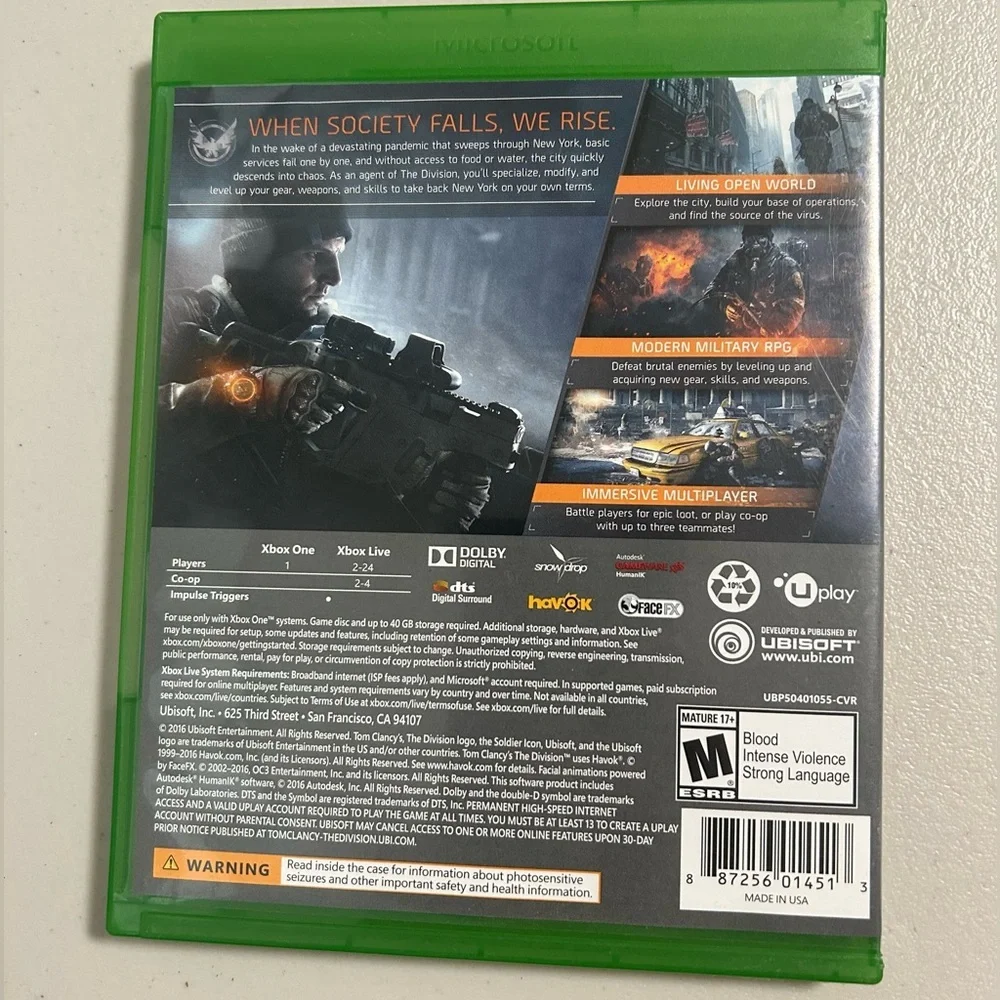 XBOX ONE Tom Clancy’s The Division Video Game
